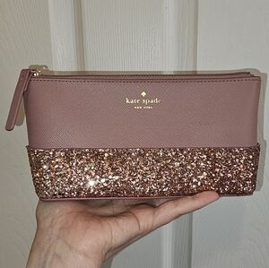 Kate Spade NWOT Pink Glitter Pouch